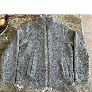 H&M Women’s Blanket Sherpa Full zip Jacket size M Sage Super Soft